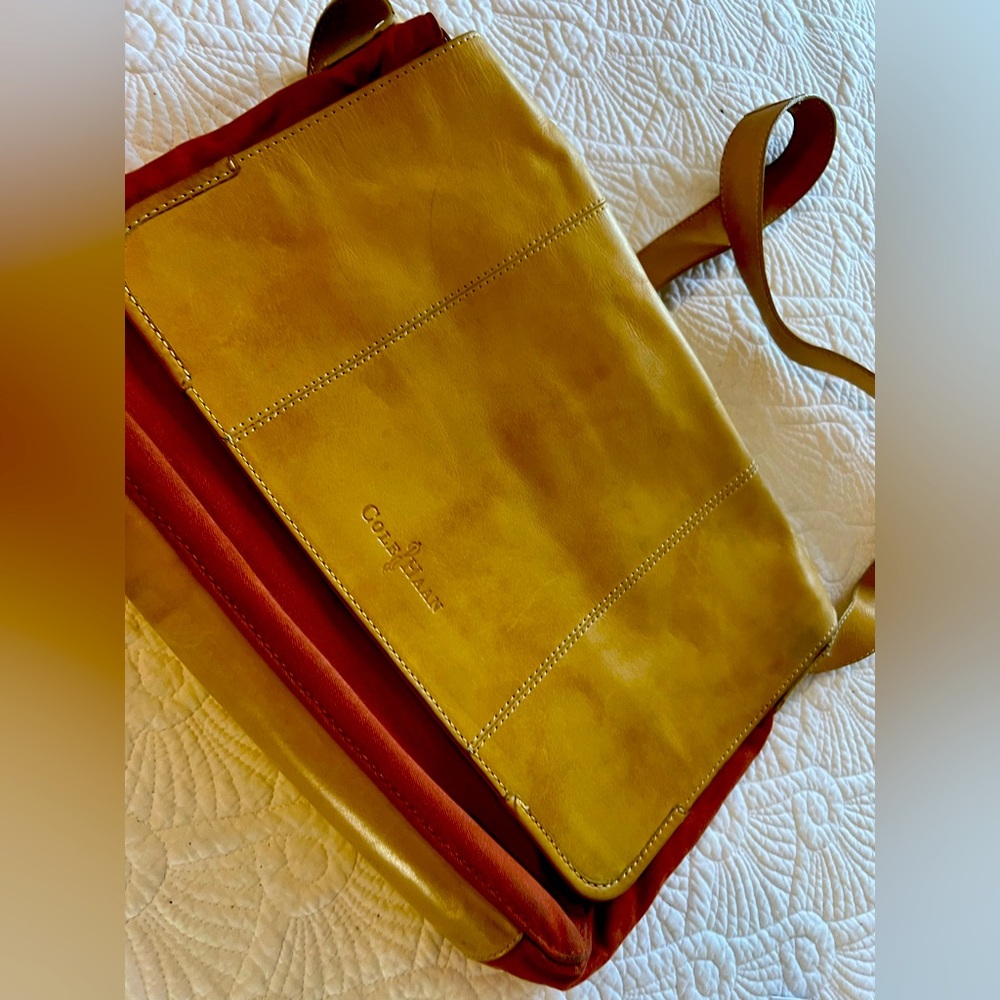 Cole Haan Mustard Yellow and Rust Leather Crossbody Bag